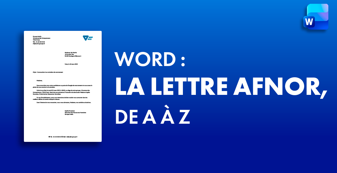 Word : la lettre professionnelle aux normes AFNOR, de A à Z